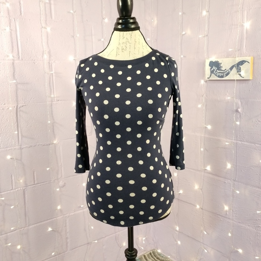 Cynthia Rowley Navy Blue Polka Dot Top